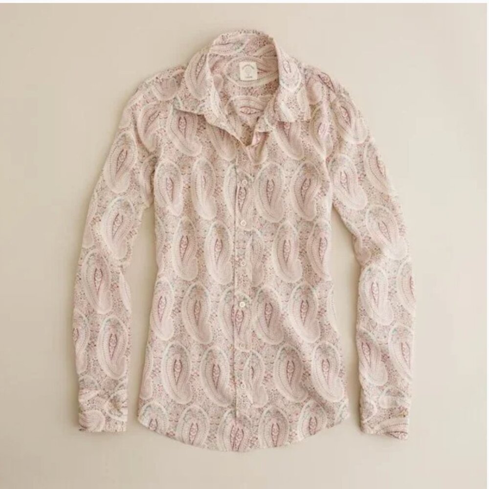 J CREW floral paisley print The Perfect Shirt in a silk cotton blend